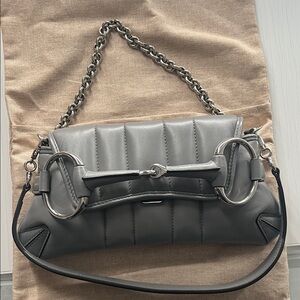 Gucci Gray Leather Chain Shoulder Bag